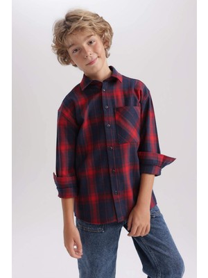 DeFacto Erkek Çocuk Oversize Fit Flanel Uzun Kollu Gömlek A4451A823AU