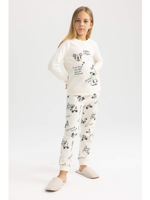 DeFacto Kız Çocuk Disney Mickey & Minnie Uzun Kollu Pijama Takımı A8781A823AU