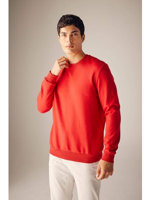 DeFacto Regular Fit Bisiklet Yaka Basic Pamuklu Kırmızı Sweatshirt T3777AZ23AU