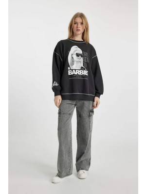 DeFacto Coool Barbie Oversize Fit Bisiklet Yaka Kalın Sweatshirt B6221AX23WN