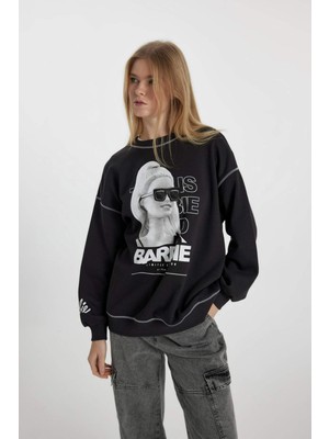 DeFacto Coool Barbie Oversize Fit Bisiklet Yaka Kalın Sweatshirt B6221AX23WN