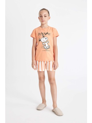 DeFacto Kız Çocuk Snoopy Kısa Kollu Şortlu Pijama Takımı D1427A824SM