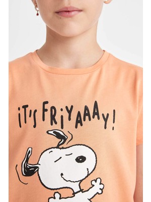 DeFacto Kız Çocuk Snoopy Kısa Kollu Şortlu Pijama Takımı D1427A824SM