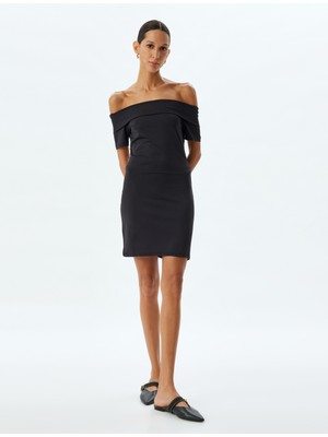 Koton Madonna Yaka Kalem Elbise Mini Boy Slim Fit