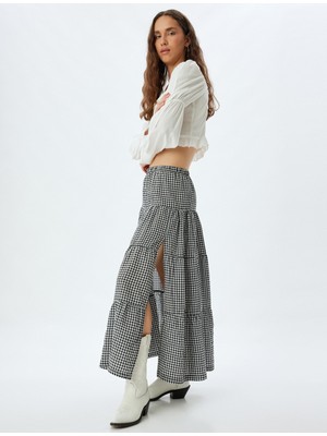 Koton Uzun Etek Yırtmaç Detaylı Katlı Beli Lastikli Rahat Kalıp