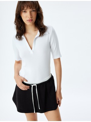 Koton Polo Tişört Fitilli Kısa Kollu Pamuklu Slim Fit