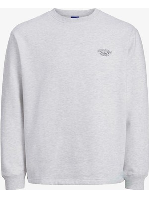 Jack & Jones Jorbronx Erkek Beyaz Sweatshirt Düz Desenli Rahat Kesim 2XL