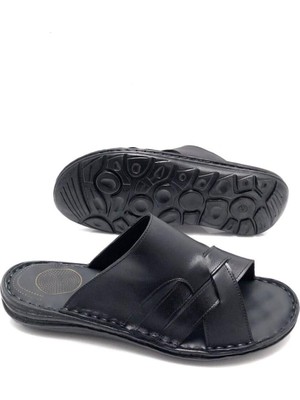 Deri Tarz Tam Ortopedik Masajlı Erkek Terlik