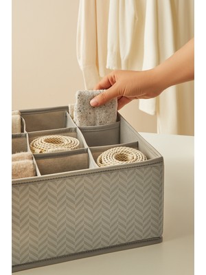 Ocean Home Textile 4'lü Bölmeli Petek Gri Çekmece İçi Dolap Çamaşır Düzenleyici Katlanır Saklama Kutusu Organizer Set