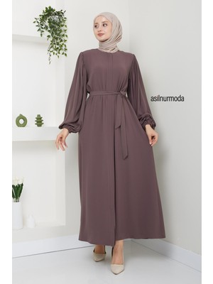 Asilnur Hale Omuz Pileli Balon Kol Ferace Vizon