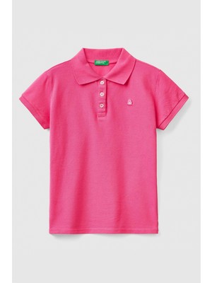 Benetton Kız Çocuk Polo T-Shirt - Fuşya