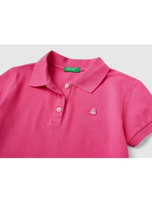 Benetton Kız Çocuk Polo T-Shirt - Fuşya