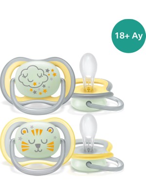 Philips Avent Ultra Air Gece Emziği 18+ Ay Renkli Silikon 2'li Unisex Ortodontik Tasarım SCF376 /01