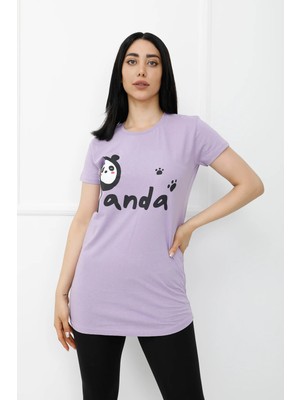 Yasaba Accessories Panda Baskılı Tshirt Açıkmor - 310.653