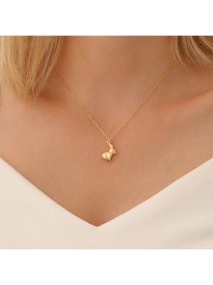 Nox Jewelry 14 Ayar Altın Kaplama Minimal Tavşan Figürlü Gümüş Kolye - CN00340