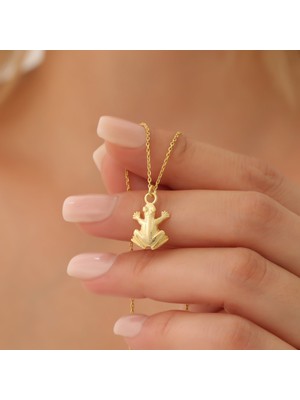 Nox Jewelry 14 Ayar Altın Kaplam Kurbağa Figürlü Gümüş Kolye - CN00339