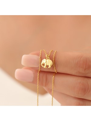 Nox Jewelry 14 Ayar Altın Kaplama Fil Figürlü Minimal Gümüş Kolye – Zarif Hayvan Motifli Tasarım