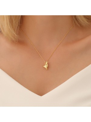 Nox Jewelry 14 Ayar Altın Mikron Kaplama Ördek Figürlü Minimal Zincir  Gümüş Kolye - CN00348