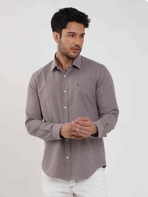 Dufy Slim Fit Gömlek Yaka Kahve Erkek Gömlek DU1234013032