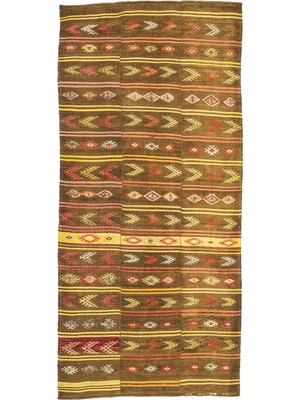 Soho Antiq Brownish Çubuklu Üç Kanat Kilim 170X389 cm