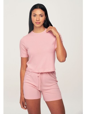 Herita Pembe Crop Tshirt Sort Takim