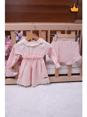 Babyhola Kız Bebek Çocuk Müslin Kopanakili Şortlu Elbise 22413