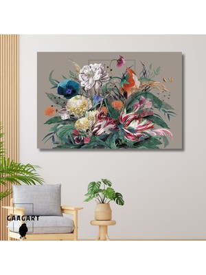 Gaagart Tekli Yatay Kanvas Duvar Tablosu Karmaşık Renk Çiçekler Buketi