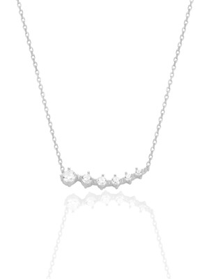 Söğütlü Silver Gümüş Rodyumlu Zirkon Sıra Taşlı Pırıltı Kolye SGTL12555RODAJ