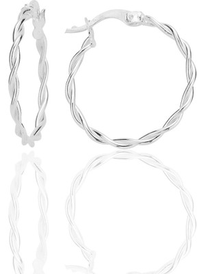 Söğütlü Silver Gümüş Çift Burma Halka Küpe SGTL12545RODAJ