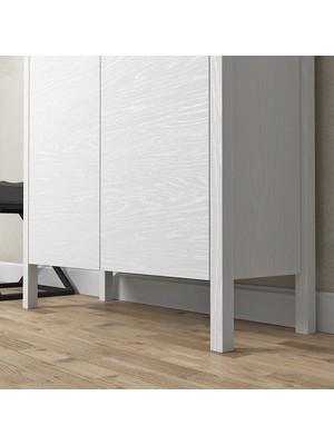 Sakura Ahşap Sakura Artemis  2 Kapaklı Raflı Ayakkabılık-Wood Beyaz-Minifiks Bağlantılı