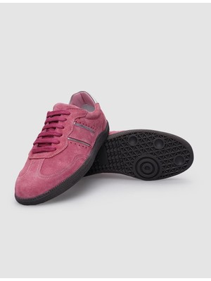 Cabani %100 Deri Pembe Süet Bağcıklı Kadın Sneaker