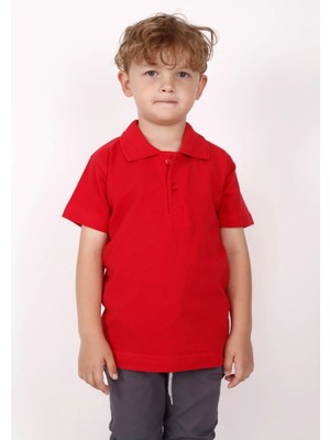 Pınar Bebe Kısa Kol Çocuk Düz Renk Okul Yakalı Tshirt