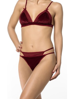 Miorre Miorre Bliss Bordo Velvet Bralet Takım