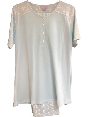 Nena NENA-24611-BAYAN Kısa Kollu Patlı % 100 Pamuk Viskon Pijama Takımı