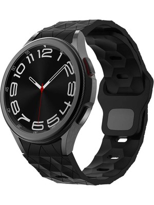ZORE Galaxy Waych 5 44MM KRD-116 20MM Futbol Desenli Spor Tasarımlı Silikon Kordon-Siyah
