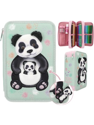Top Model 3 Katlı Dolu Kalem Kutu Panda