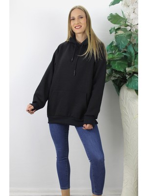 Yasaba Accessories Üç Iplik Kapşonlu Sweat Siyah - 2410.2022