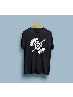 Bafaco Tekstil / Machine Gear Baskılı Basic T- Shirt Erkek / Kadın