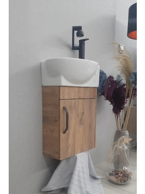 28*45 AdaGrup TEAK Mini Lavabo ve Banyo Dolabı