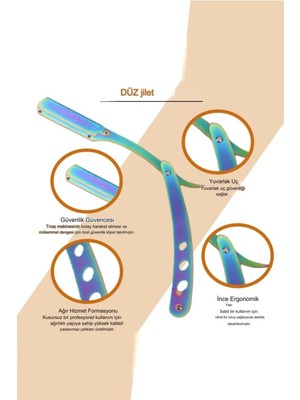 Tek Bıçaklı Metal Profesyonel Berber Usturası Saç Sakal Kesme Düzeltme Ergonomik Ustura Gümüş Rengi