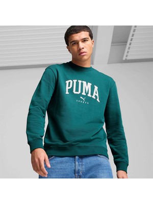 Puma Puma Squad Erkek Yeşil Yuvarlak Yaka Sweatshirt