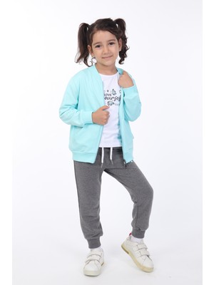 Toontoy Kız Çocuk 3lü Baskılı Eşofman Takım