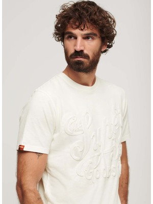 Superdry Bisiklet Yaka Düz Beyaz Erkek T-Shirt M1011915A34C_EMBOSSED Archıve Graph