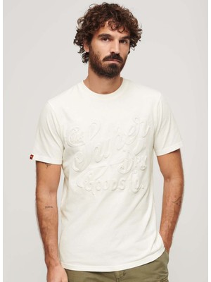 Superdry Bisiklet Yaka Düz Beyaz Erkek T-Shirt M1011915A34C_EMBOSSED Archıve Graph