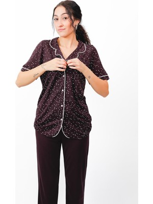 Cotonhause Nena Collection %100 Pamuk Düğmeli Kısa Kollu Pijama Takımı - Esnek ve 4 Mevsim 24621