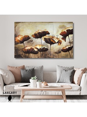 Gaagart Tekli Yatay Kanvas Duvar Tablosu Dekoratif Kahverengi Çiçekler