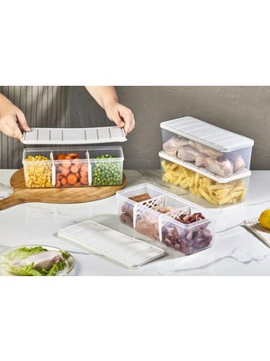 Selka Home 4 Adet 2 Lt. Nora Bölmeli Organizer Buzdolabı Buzluk Düzenleyici Saklama Kabı