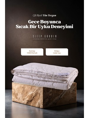 Sleep Garden Biyeli Şık Yün Yorgan Premium Çift Kişilik Jüt Keten Çantalı