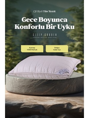 Sleep Garden Yün Yastık Şık Lüks Çift Biyeli Jüt Keten Çantalı