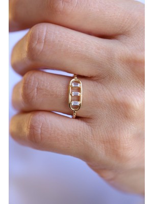 Yenigün Kuyumculuk 14 Ayar Altın Üçlü Baget Detaylı Yüzük